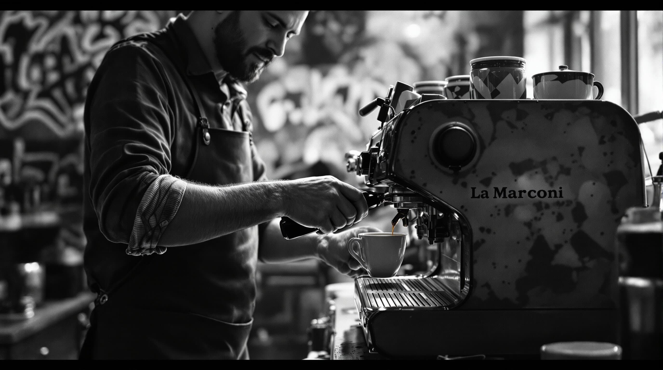 Barista pulling an espresso shot